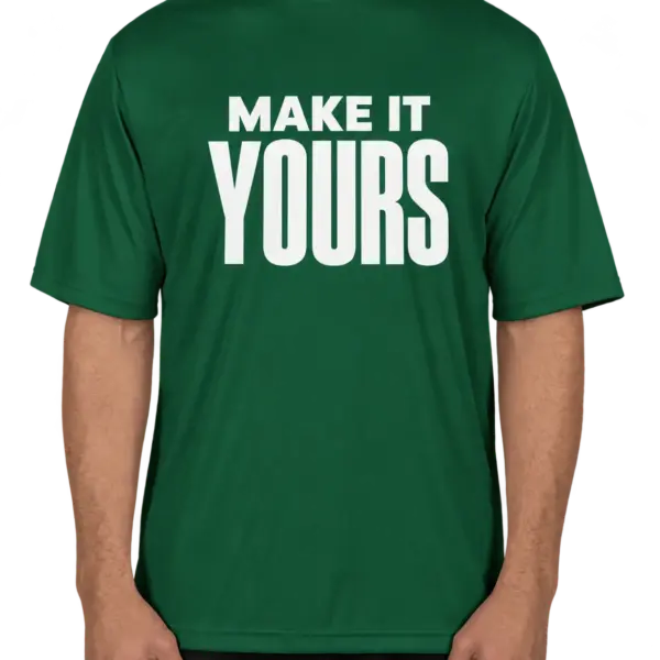 Custom Team 365 Zone Performance Shirt - Sport Forest custom print example; your uploaded design replaces the example artwork