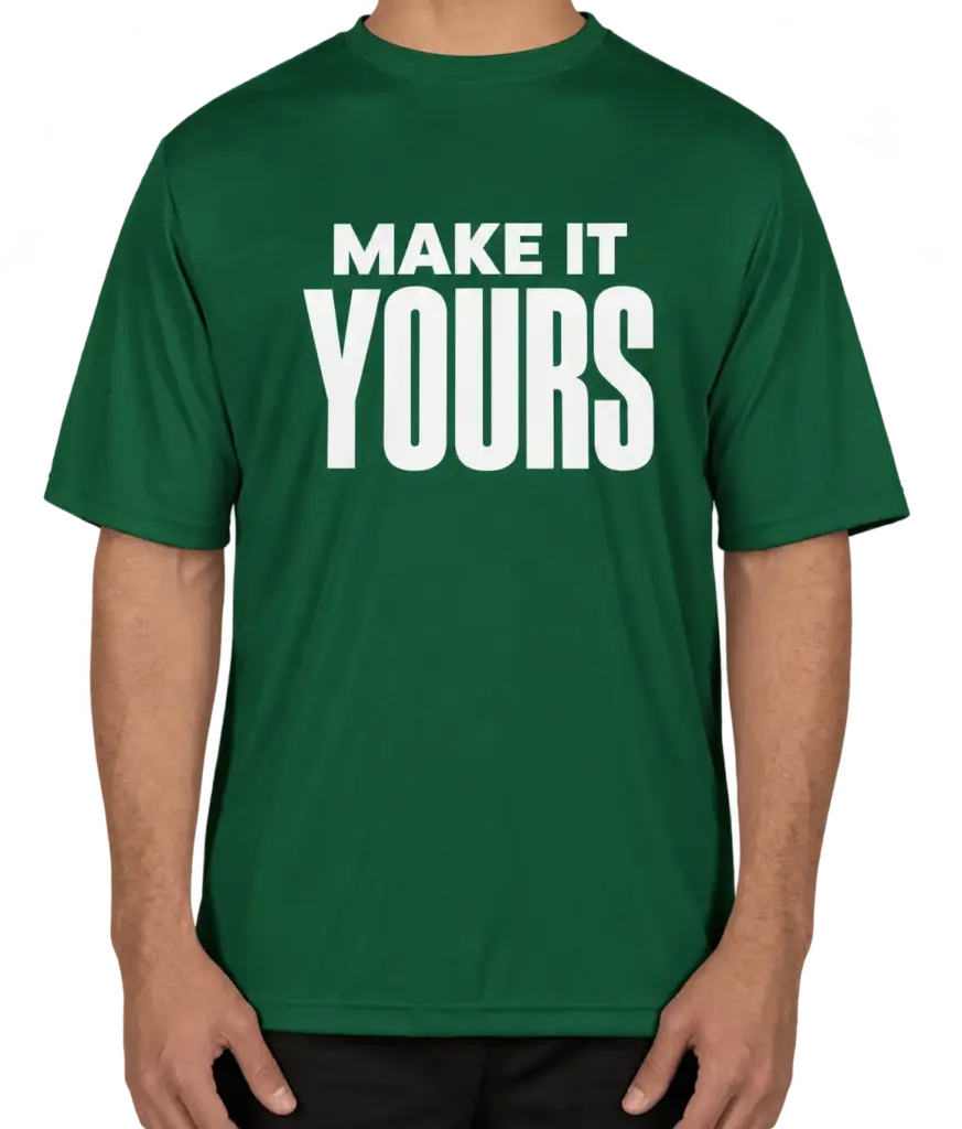 Custom Team 365 Zone Performance Shirt - Sport Forest custom print example; your uploaded design replaces the example artwork