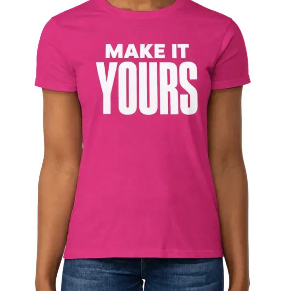 Custom Gildan Ultra Cotton Women’s T-shirt - Heliconia custom print example; your uploaded design replaces the example artwork