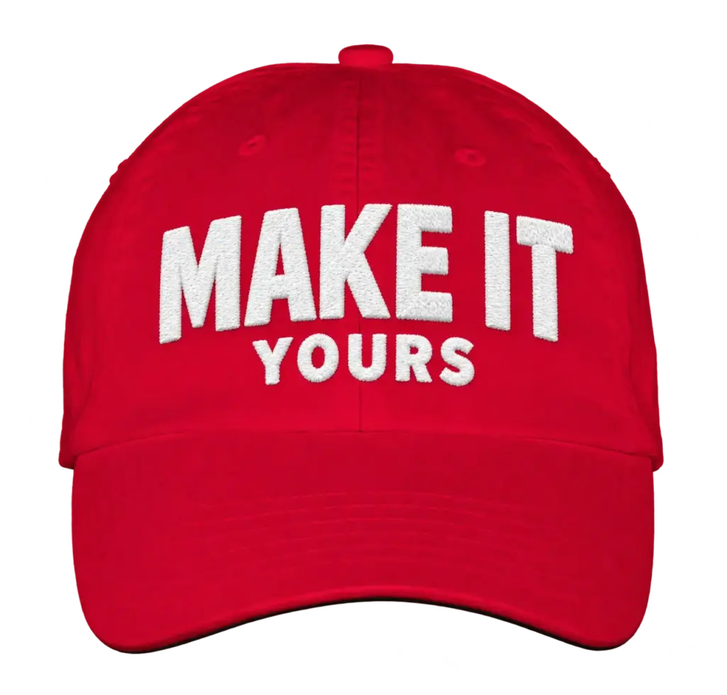 Custom Valucap Bio-Washed Hat - Embroidered - Red custom print example; your uploaded design replaces the example artwork