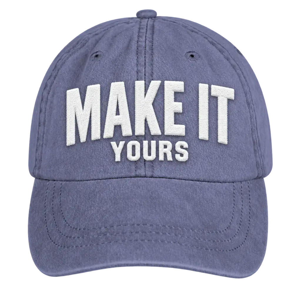Custom Adams Pigment Dyed Hat - Embroidered - Royal custom print example; your uploaded design replaces the example artwork