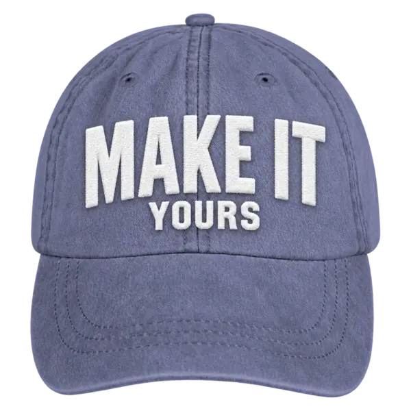 Custom Adams Pigment Dyed Hat - Embroidered - Royal custom print example; your uploaded design replaces the example artwork