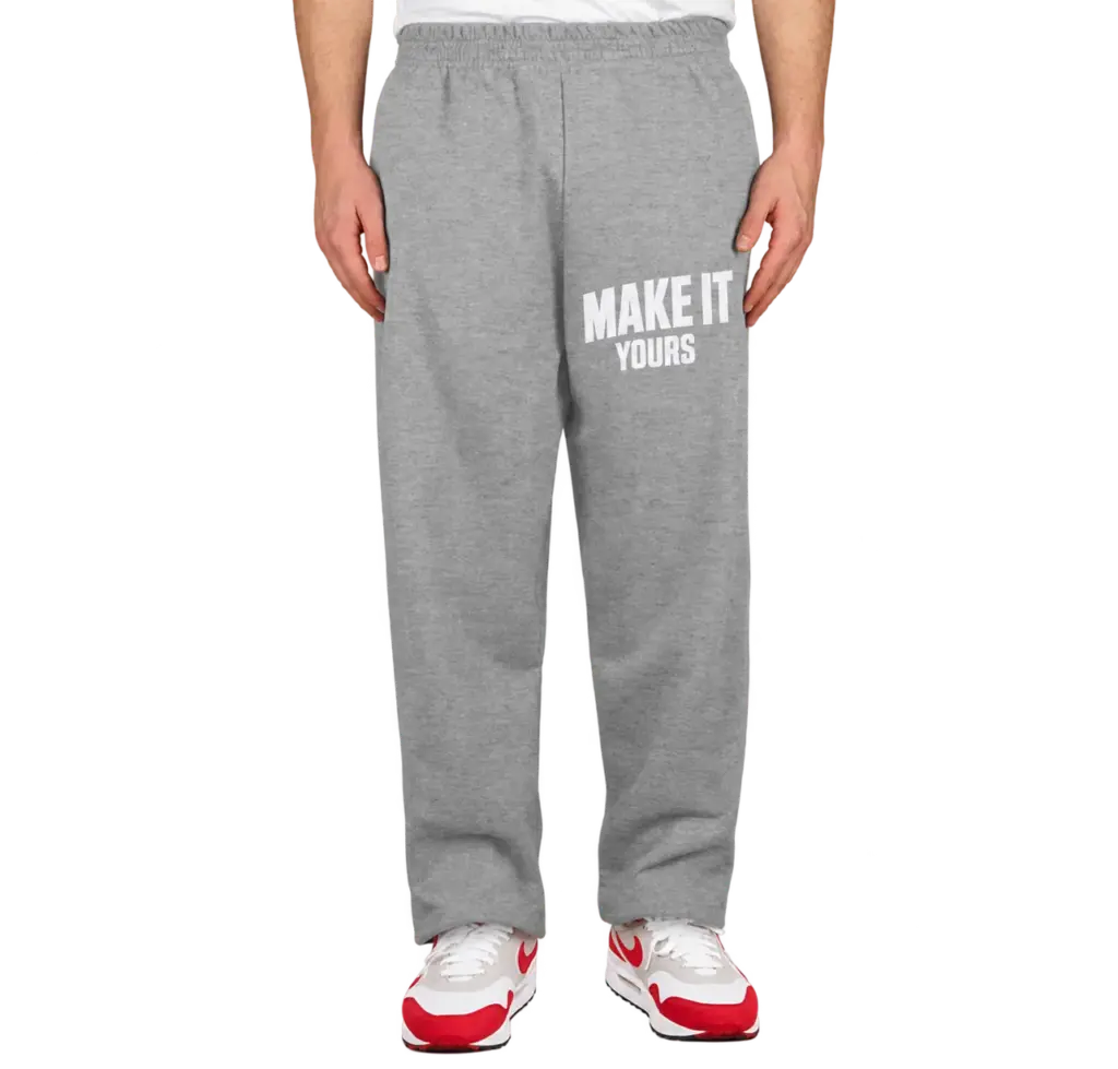 Custom Hanes EcoSmart 50/50 Closed Bottom Sweatpants - Light Steel custom print example; your uploaded design replaces the example artwork