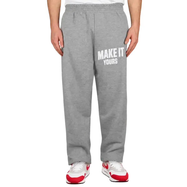 Custom Hanes EcoSmart 50/50 Closed Bottom Sweatpants - Light Steel custom print example; your uploaded design replaces the example artwork