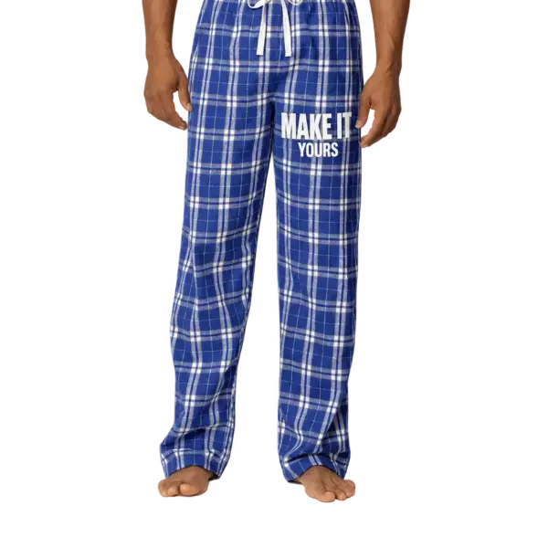 Custom District Flannel Plaid Pant - Deep Royal custom print example; your uploaded design replaces the example artwork